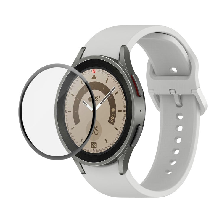 JUNSUNMAY cinturino regolabile in silicone + kit protezione schermo PMMA a copertura totale, For Samsung Galaxy Watch5 Pro 45mm