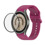 JUNSUNMAY cinturino regolabile in silicone + kit protezione schermo PMMA a copertura totale, For Samsung Galaxy Watch5 Pro 45mm