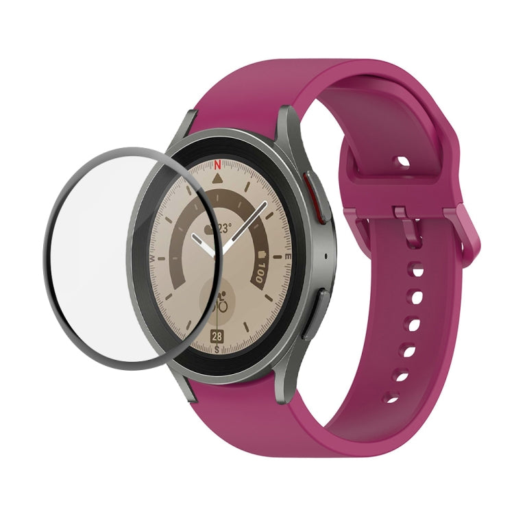 JUNSUNMAY cinturino regolabile in silicone + kit protezione schermo PMMA a copertura totale, For Samsung Galaxy Watch5 Pro 45mm