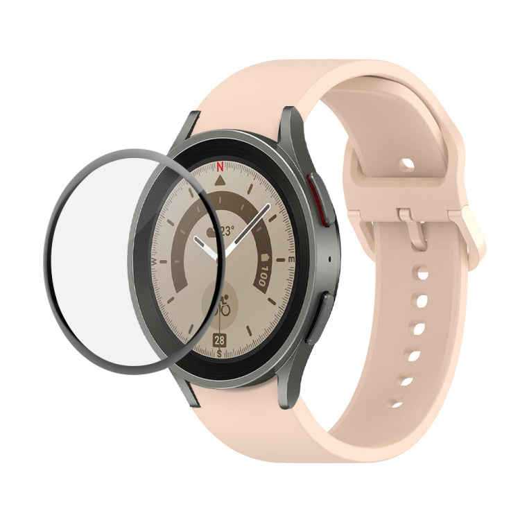 JUNSUNMAY cinturino regolabile in silicone + kit protezione schermo PMMA a copertura totale, For Samsung Galaxy Watch5 Pro 45mm