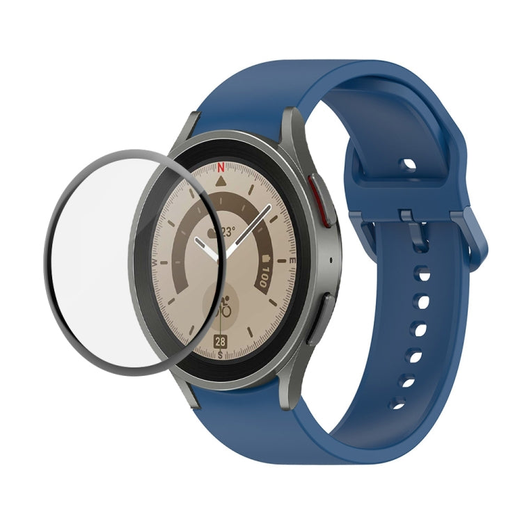 JUNSUNMAY cinturino regolabile in silicone + kit protezione schermo PMMA a copertura totale, For Samsung Galaxy Watch5 Pro 45mm