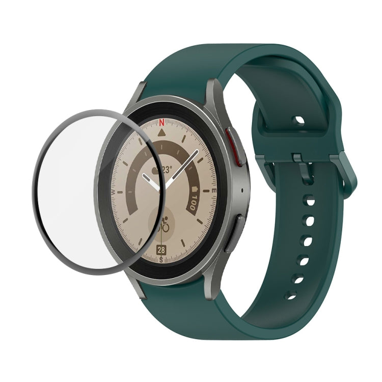 JUNSUNMAY cinturino regolabile in silicone + kit protezione schermo PMMA a copertura totale, For Samsung Galaxy Watch5 Pro 45mm