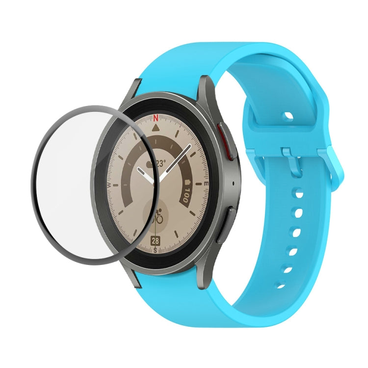 JUNSUNMAY cinturino regolabile in silicone + kit protezione schermo PMMA a copertura totale, For Samsung Galaxy Watch5 Pro 45mm