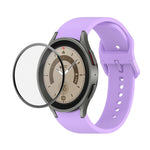 JUNSUNMAY cinturino regolabile in silicone + kit protezione schermo PMMA a copertura totale, For Samsung Galaxy Watch5 Pro 45mm