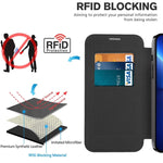 Custodia per telefono in pelle antifurto magnetica RFID MagSafe, For iPhone 15, For iPhone 17e / 16e