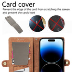 Custodia per telefono in pelle con fibbia laterale a portafoglio con cerniera geometrica e cordino a tracolla, For iPhone 11 Pro