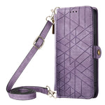 Custodia per telefono in pelle con fibbia laterale a portafoglio con cerniera geometrica e cordino a tracolla, For iPhone 12 Pro Max, For iPhone 12 Pro, For iPhone 11 Pro Max, For iPhone 11