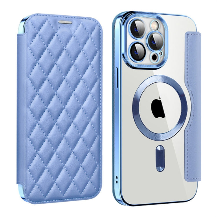 Custodia per telefono in pelle Shield Magsafe RFID antifurto con rombo, For iPhone 14, For iPhone 14 Pro, For iPhone 14 Pro Max