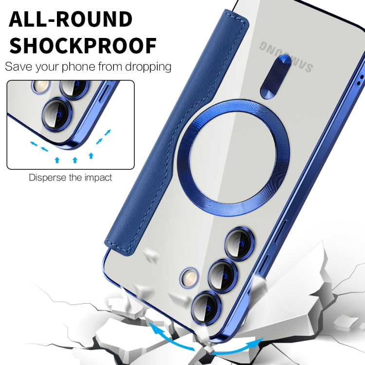 Custodia per telefono in pelle Shield Magsafe RFID antifurto con rombo, For Samsung Galaxy S24+ 5G, For Samsung Galaxy S24 5G, For Samsung Galaxy A15