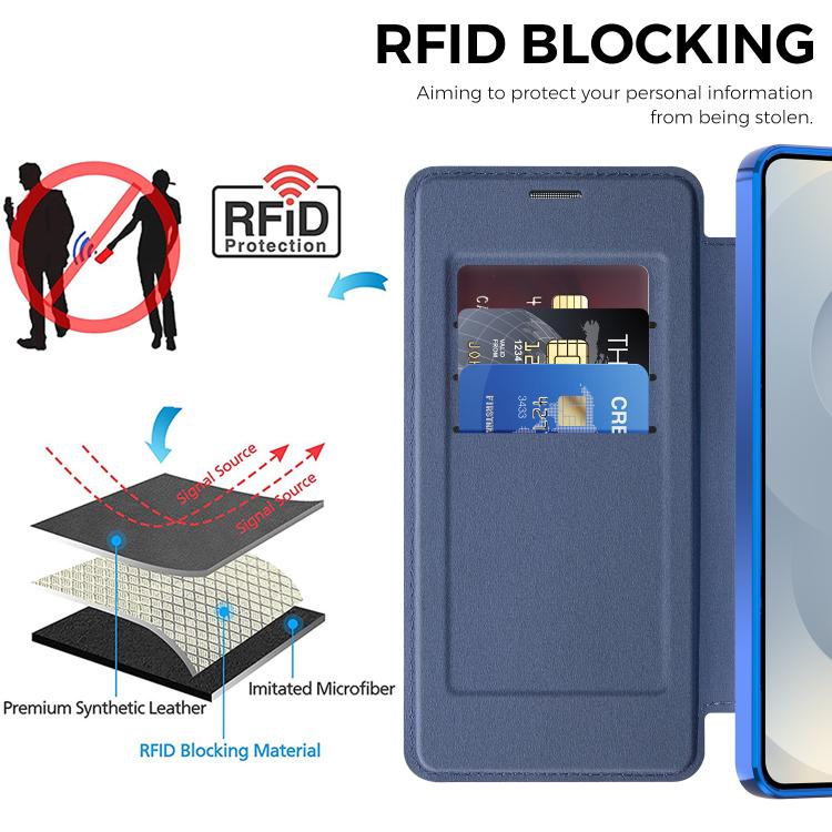 Custodia per telefono in pelle Shield Magsafe RFID antifurto con rombo, For Samsung Galaxy S26+ 5G, For Samsung Galaxy S26 Ultra 5G, For Samsung Galaxy S26 5G