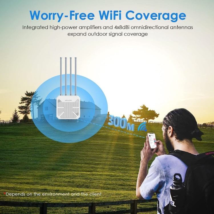 WAVLINK WN573HX1 WiFi 6 AX1800 IP67 Router WiFi wireless dual band da esterno impermeabili, US Plug, EU Plug, UK Plug, AU Plug