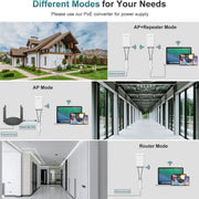 WAVLINK WN570HP2 Ripetitore AP wireless extender WiFi da 300 Mps resistente alle intemperie per esterni, US Plug, EU Plug, UK Plug, AU Plug