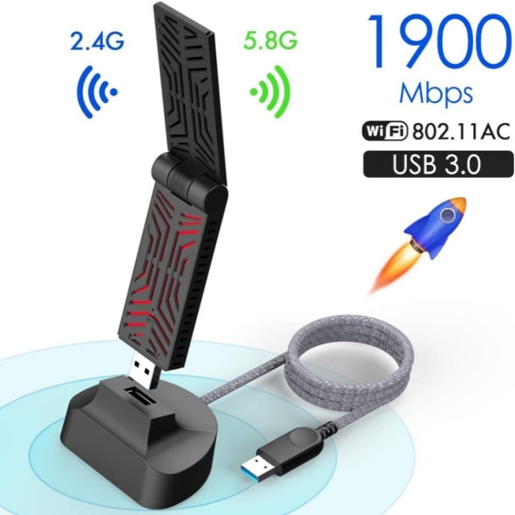 WAVLINK WN690A5D Per PC AC1900M Scheda di rete USB 3.0 Adattatore wireless dual band da 2,4 GHz 5 GHz, WN690A5D