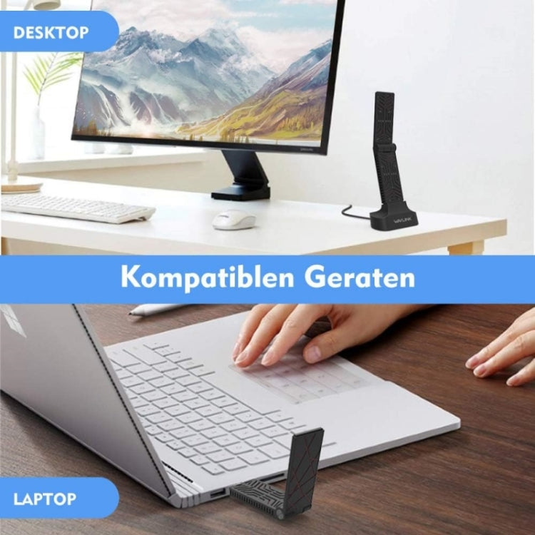 WAVLINK WN690A5D Per PC AC1900M Scheda di rete USB 3.0 Adattatore wireless dual band da 2,4 GHz 5 GHz, WN690A5D
