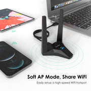 WAVLINK WN692A3 Adattatore USB 3.0 dual band wireless AC1300M ad alta velocità senza ritardi, WN692A3
