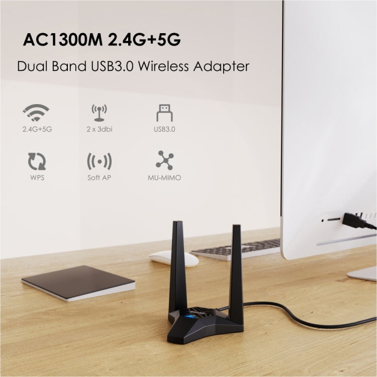 WAVLINK WN692A3 Adattatore USB 3.0 dual band wireless AC1300M ad alta velocità senza ritardi, WN692A3