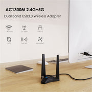 WAVLINK WN692A3 Adattatore USB 3.0 dual band wireless AC1300M ad alta velocità senza ritardi, WN692A3