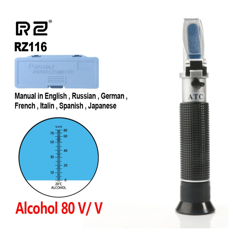 Rifrattometro RZ116 Rifrattometro digitale automatico portatile per alcol 0-80 Glicole Rifrattometro Atc Brix portatile Scatola di birra