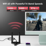 WAVLINK WN675X3-PCIE Adattatore wireless Tri-band 5400Mbps WiFi 6E PCIe BT 5.3 Scheda di rete, WN675X3-PCIE
