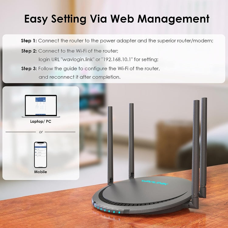 WAVLINK WN531P3 Porta WAN / LAN Amplificatore di segnale Ripetitore wireless Router wireless AC1200, US Plug, EU Plug, UK Plug, AU Plug