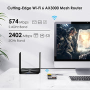 WAVLINK WN586X3 Router Gigabit Ethernet wireless Wi-Fi 6 AX3000 Mesh Router Dual Band, US Plug, UK Plug, EU Plug, AU Plug