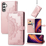 Custodia per telefono in pelle goffrata Mandala Flower, For Samsung Galaxy S24+ 5G, For Samsung Galaxy S24 5G, For Samsung Galaxy A25 5G