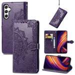 Custodia per telefono in pelle goffrata Mandala Flower, For Samsung Galaxy S24+ 5G, For Samsung Galaxy S24 5G, For Samsung Galaxy A25 5G