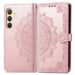 Custodia per telefono in pelle goffrata Mandala Flower, For Samsung Galaxy S24+ 5G, For Samsung Galaxy S24 5G, For Samsung Galaxy A25 5G