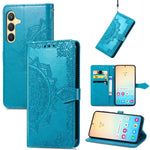 Custodia per telefono in pelle goffrata Mandala Flower, For Samsung Galaxy S24+ 5G, For Samsung Galaxy S24 5G, For Samsung Galaxy A25 5G