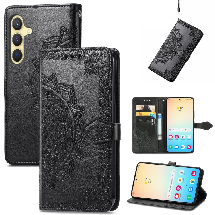 Custodia per telefono in pelle goffrata Mandala Flower, For Samsung Galaxy S24+ 5G, For Samsung Galaxy S24 5G, For Samsung Galaxy A25 5G