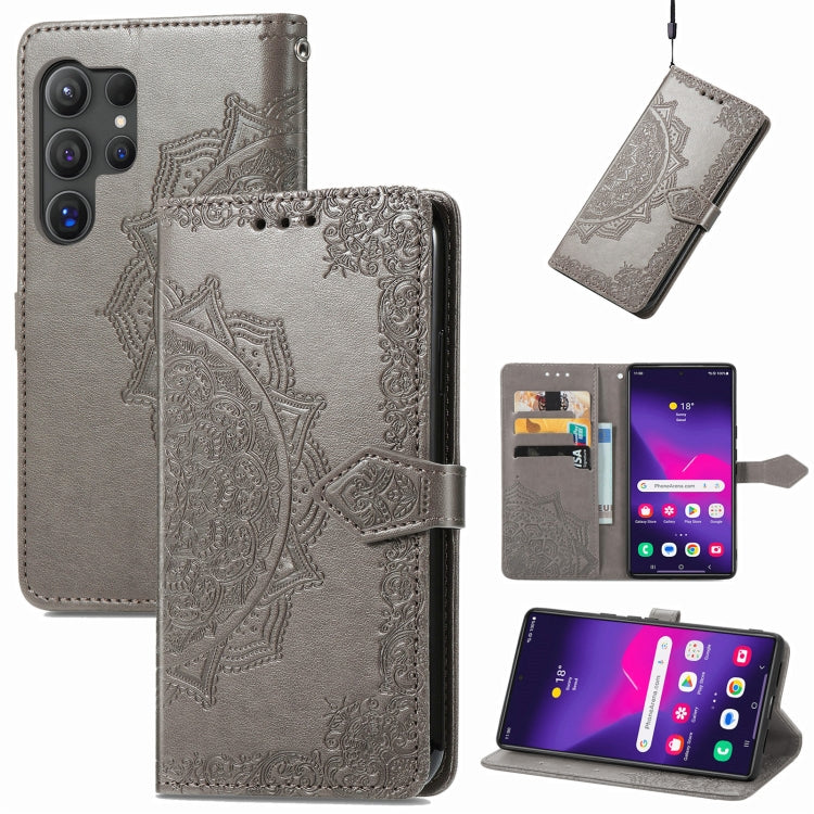 Custodia per telefono in pelle goffrata Mandala Flower, For Samsung Galaxy S25 Ultra 5G, For Samsung Galaxy C55, For Samsung Galaxy M55, For Samsung Galaxy S24 Ultra 5G