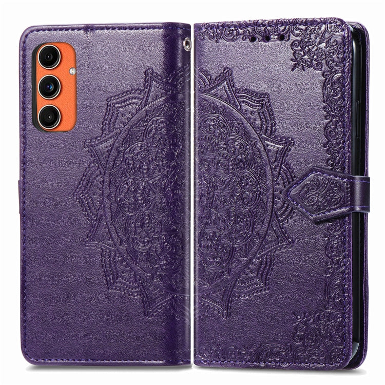 Custodia per telefono in pelle goffrata Mandala Flower, For Samsung Galaxy S25 Ultra 5G, For Samsung Galaxy C55, For Samsung Galaxy M55, For Samsung Galaxy S24 Ultra 5G