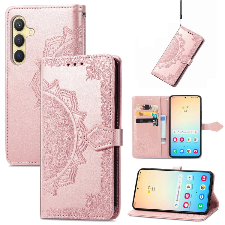 Custodia per telefono in pelle goffrata Mandala Flower, For Samsung Galaxy A26, For Samsung Galaxy A36 5G, For Samsung Galaxy S25 5G, For Samsung Galaxy S25+ 5G