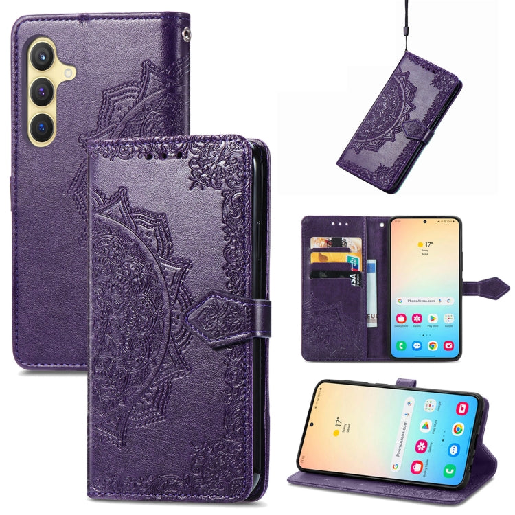 Custodia per telefono in pelle goffrata Mandala Flower, For Samsung Galaxy A26, For Samsung Galaxy A36 5G, For Samsung Galaxy S25 5G, For Samsung Galaxy S25+ 5G