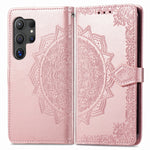 Custodia per telefono in pelle goffrata Mandala Flower, For Samsung Galaxy S25 Ultra 5G, For Samsung Galaxy C55, For Samsung Galaxy M55, For Samsung Galaxy S24 Ultra 5G