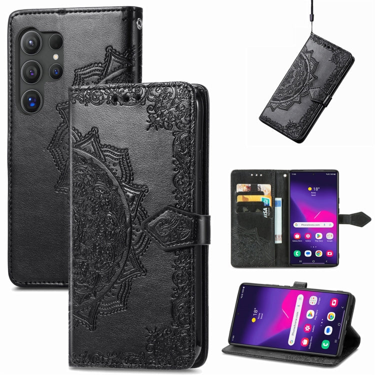 Custodia per telefono in pelle goffrata Mandala Flower, For Samsung Galaxy S25 Ultra 5G, For Samsung Galaxy C55, For Samsung Galaxy M55, For Samsung Galaxy S24 Ultra 5G