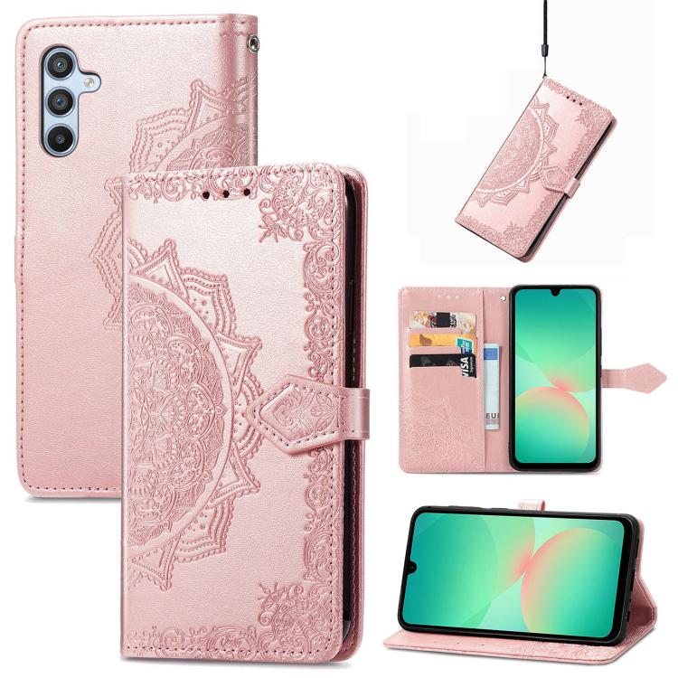 Custodia per telefono in pelle goffrata Mandala Flower, For Samsung Galaxy A26, For Samsung Galaxy A36 5G, For Samsung Galaxy S25 5G, For Samsung Galaxy S25+ 5G