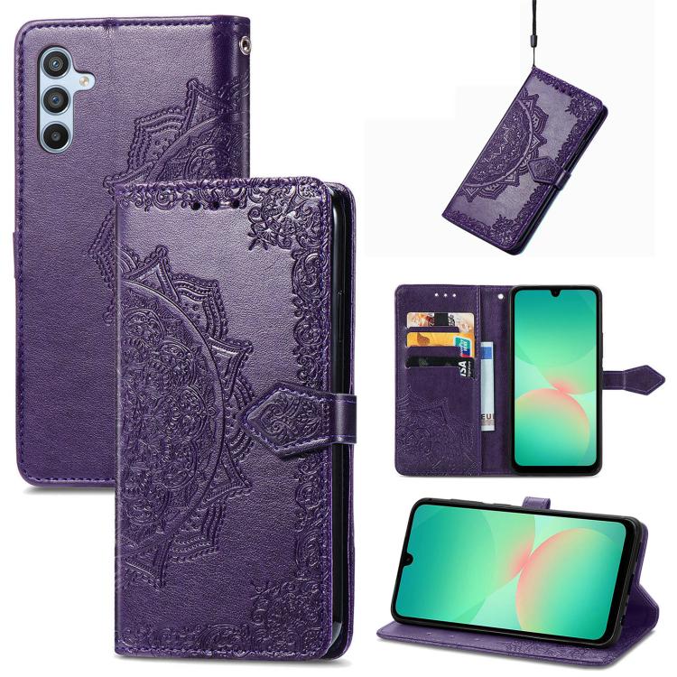Custodia per telefono in pelle goffrata Mandala Flower, For Samsung Galaxy A26, For Samsung Galaxy A36 5G, For Samsung Galaxy S25 5G, For Samsung Galaxy S25+ 5G