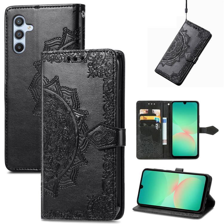 Custodia per telefono in pelle goffrata Mandala Flower, For Samsung Galaxy A26, For Samsung Galaxy A36 5G, For Samsung Galaxy S25 5G, For Samsung Galaxy S25+ 5G