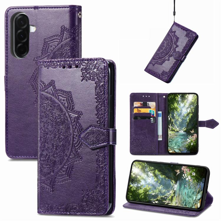 Custodia per telefono in pelle goffrata Mandala Flower, For Samsung Galaxy A57 5G, For Samsung Galaxy A37 5G, For Samsung Galaxy S25 Edge 5G, For Samsung Galaxy A56 5G