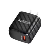 TE-005 Caricatore rapido per telefono cellulare con interfaccia USB3.0 QC3.0 18W 3A, presa americana, US Plug