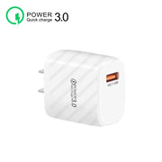 Caricabatterie rapido USB TE-005 QC3.0 da 18 W con cavo da USB a micro USB da 1 m 3 A, presa americana, US Plug + Micro USB Cable