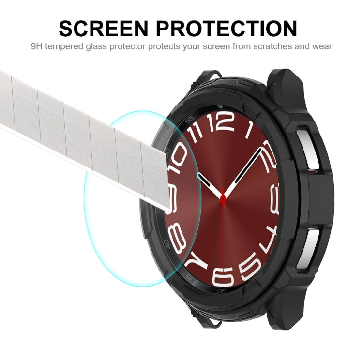 ENKAY Hat-Prince 2 in 1 Custodia per orologio in TPU Armor + Proteggi schermo in vetro temperato da 0,2 mm 9H, For Samsung Galaxy Watch6 Classic 47mm, For Samsung Galaxy Watch6 Classic 43mm