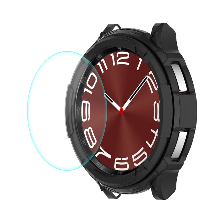 ENKAY Hat-Prince 2 in 1 Custodia per orologio in TPU Armor + Proteggi schermo in vetro temperato da 0,2 mm 9H, For Samsung Galaxy Watch6 Classic 47mm, For Samsung Galaxy Watch6 Classic 43mm