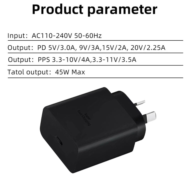 Caricabatterie rapido USB-C 45W con spina AU