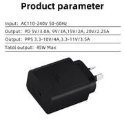 Caricabatterie rapido con porta USB-C/Type-C M135 PPS/PD da 45 W con cavo da Type-C a Type-C da 5 A, spina AU, AU Plug + Type-C Cable