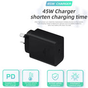 Caricabatterie rapido con porta USB-C/Type-C M135 PPS/PD da 45 W con cavo da Type-C a Type-C da 5 A, spina AU, AU Plug + Type-C Cable