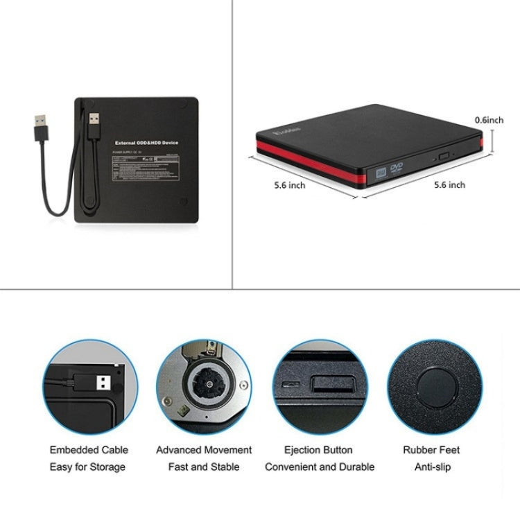 BT669 USB3.0 Lettore masterizzatore CD/DVD per laptop Custodia per unità ottica Custodia per unità DVD esterna, BT669
