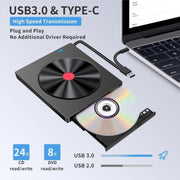 052 Masterizzatore DVD USB + tipo C Scheda SD/TF leggibile Registratore DVD-RW Unità ottica esterna per PC, 052