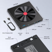 052 Masterizzatore DVD USB + tipo C Scheda SD/TF leggibile Registratore DVD-RW Unità ottica esterna per PC, 052